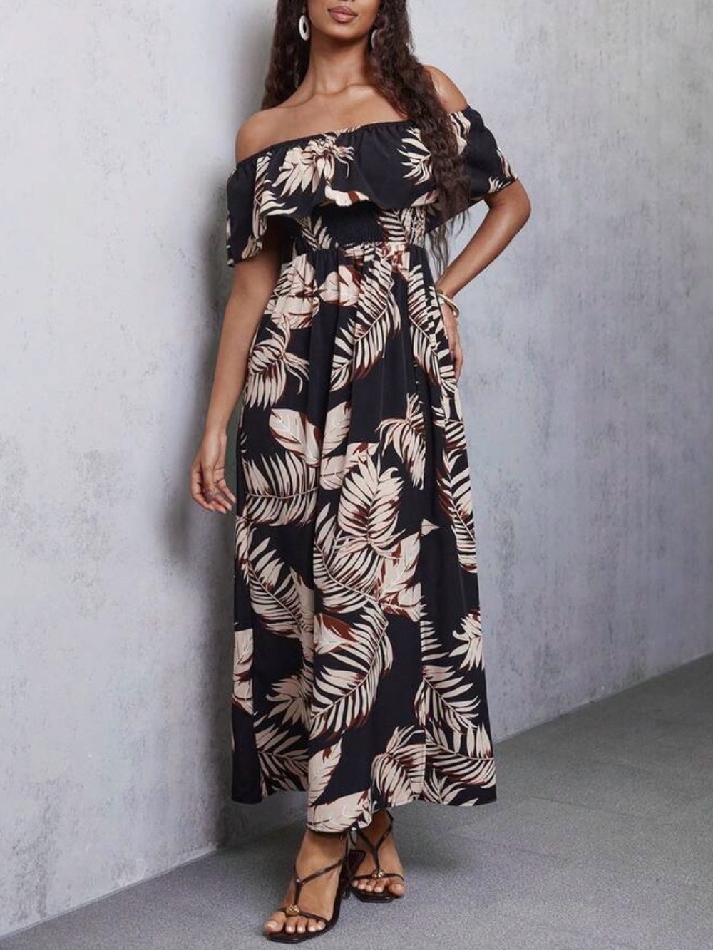 SHEIN Eryvara Black Tropical Dress Size Large